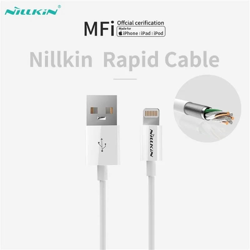 USB Кабель NILLKIN для iphone Xs max Xr X 8 7 6 plus 6s MFI освещение ipad iPod мобильный телефон зарядное