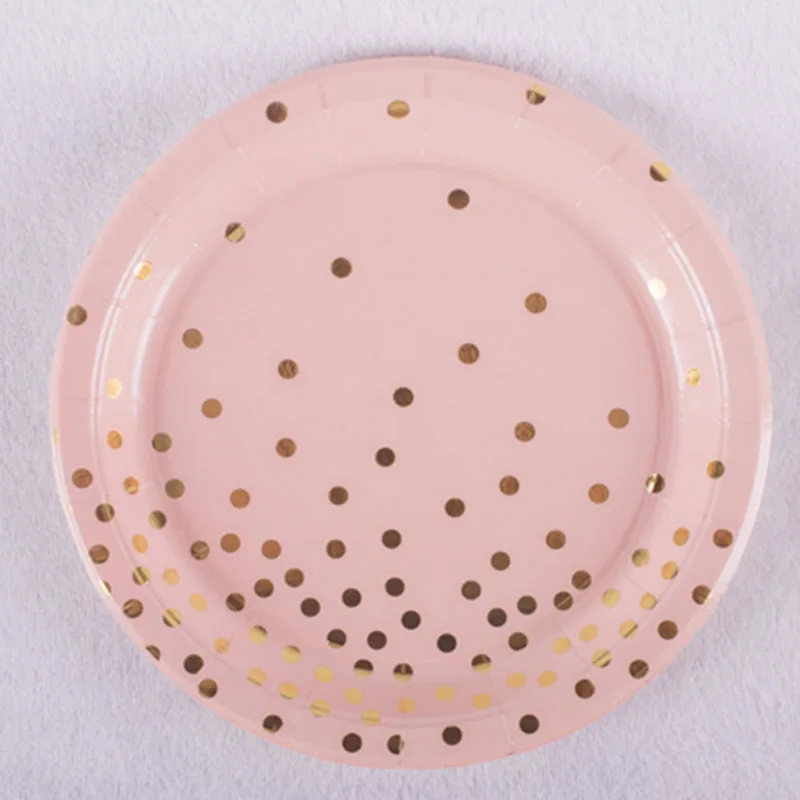 7inch plate 10pcs 70 шт. день Рождения Розовое Золото одноразовые партии набор посуды одноразовые бумажные стаканчики тарелки салфетки трубочки дети подарки на день рождения Горячая Распродажа - Цвет: 7inch plate 10pcs