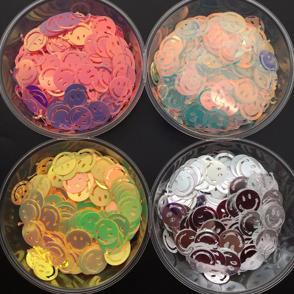 

HOT ! 20g 380pcs 12mm Wholesale Smiling Face Loose Sequins Paillettes Crafts Sewing ,Women Kids Diy Garment Accessories