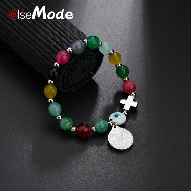 Женский браслет ELSEMODE этнический разноцветный из нержавеющей стали с подвеской в