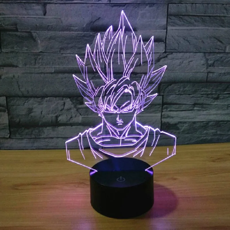 Аниме Dragon Ball Son Goku 3D светодиодные игрушки в виде персонажа из аниме Dragon Ball Super Saiyan 7 цветов сменная игрушка подарок на день рождения