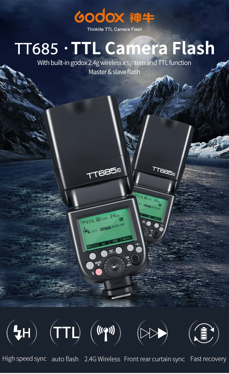 Godox TT685N ttl 2,4 ГГц GN60 шпильки для волос, заколки-Скорость синхронизации 1/8000 s Скорость lite с Xpro-N ttl Беспроводной передатчик для камер Nikon