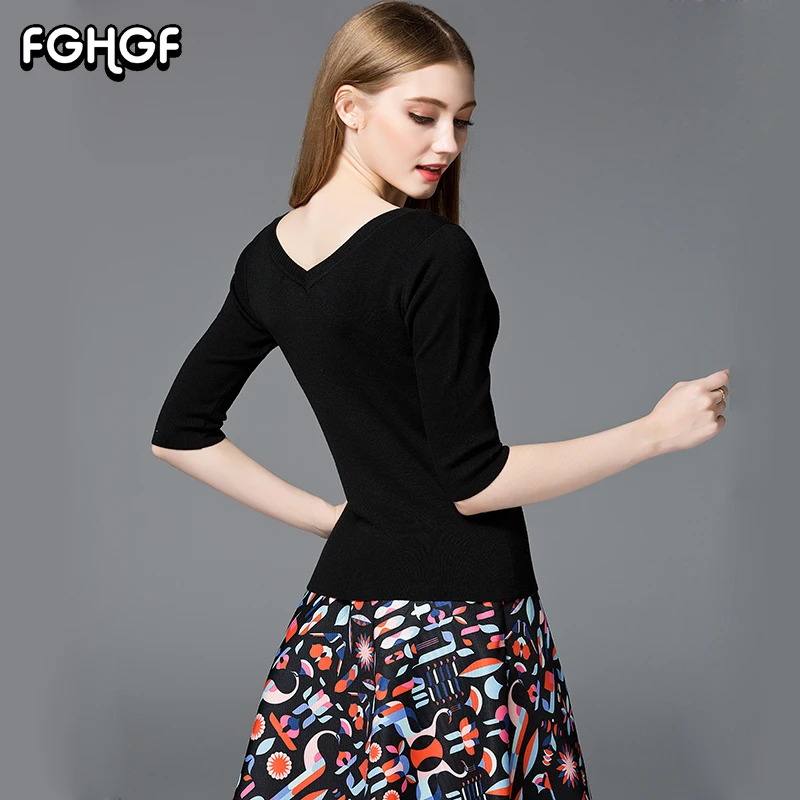 Fghgf тонкие элегантные женские офисные пуловер свитер Для женщин Лето три