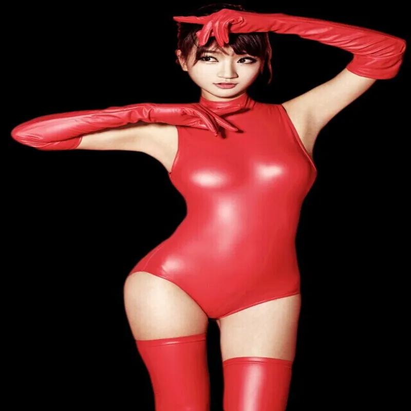 

Sexy Women Faux Leather Bodysuit Catsuit Turtleneck Sleeveless Leotard Body Cosplay Costumes Fancy Dress Jumpsuit Outfit
