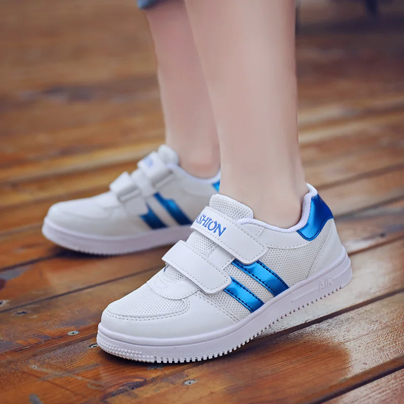 Kid Running Shoes White Sneakers For Boys Sport Shoes Pu Leather Tenis Infantil Girls Footwear Velcro Casual Chaussure Enfant