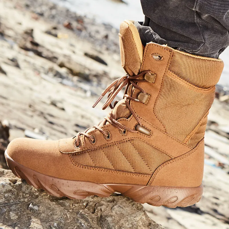 Ботильоны мужские тактические коричневые на молнии сбоку рабочие ботинки в