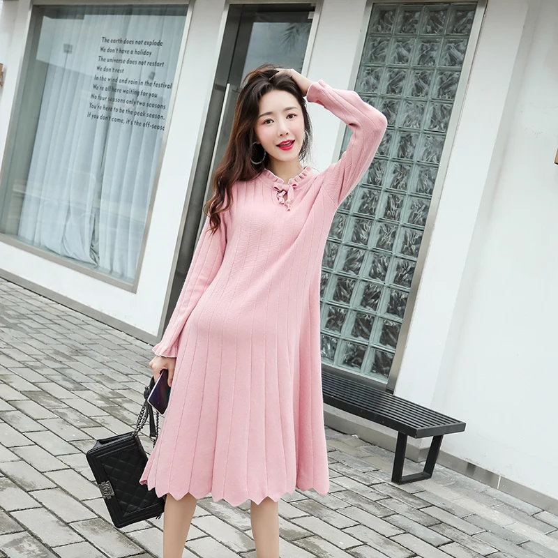 Модное Элегантное Длинное платье с оборками для беременных осенне зимние