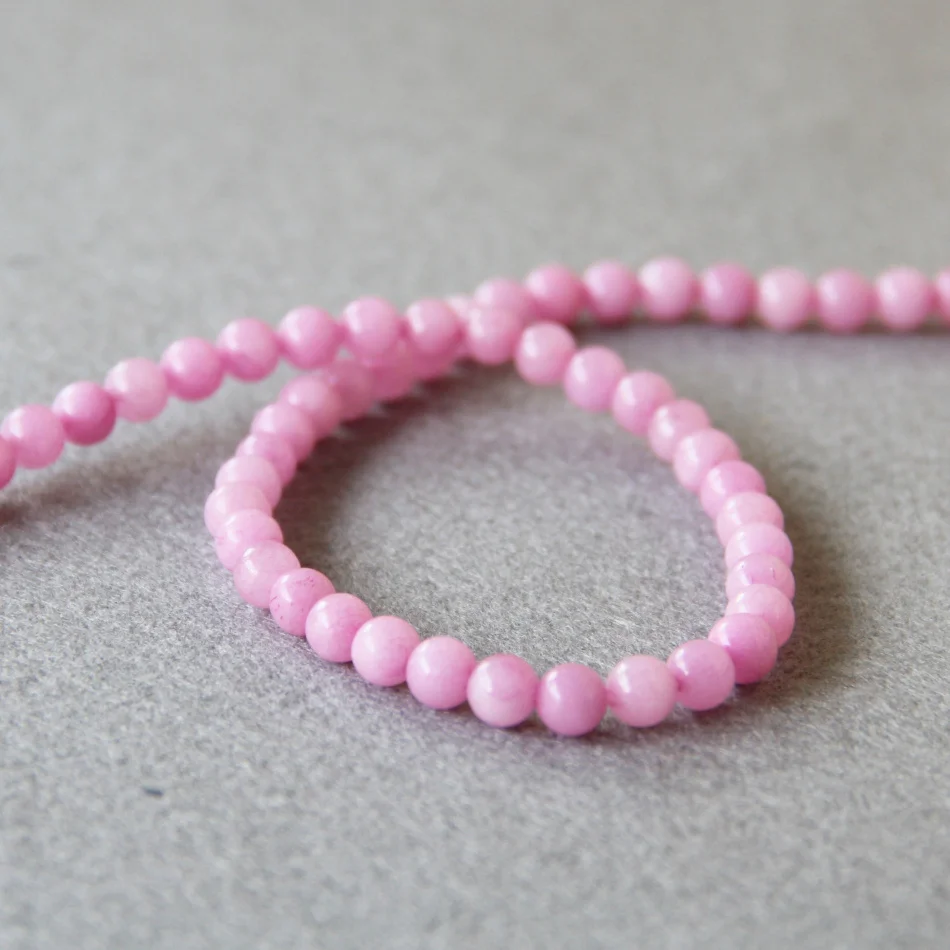 (Мин Order1) 6 мм модные новые розовые круглые бусины халцедон форма камни свободные бусины 15 