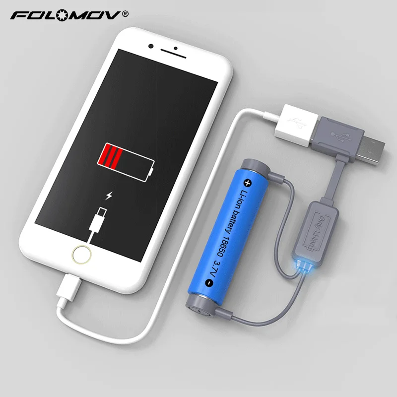 Зарядное устройство для аккумуляторов Li-ion Folomov A1 USB для 10340 10350 10440 14500 14650 18650 26650 3.7v 4.2v на.
