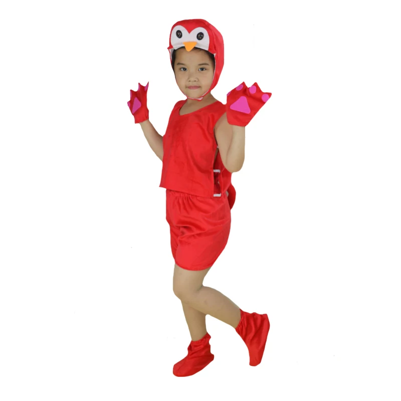 

Children Short Sleeved Animal Red Bird Costume Stage Perfromance Cosplay Clothes Birthday Fancy Dress Decor Halloween