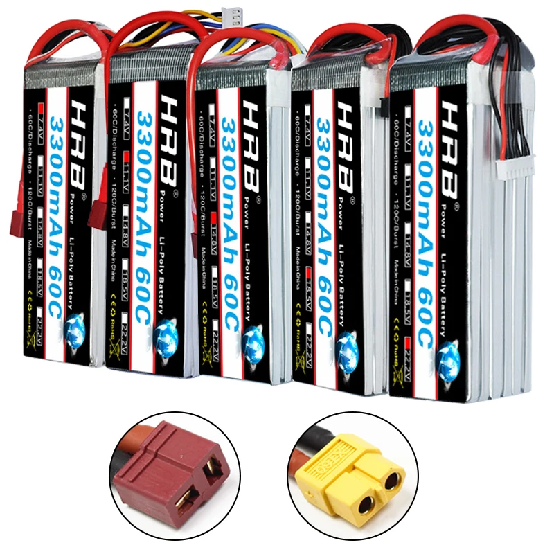 HRB 2S 7,4 V 11,1 V Lipo батарея 3300mAh T Deans 60C XT60 3S 1S 3,7 V RC Квадрокоптер самолет автомобили части 14,8 V 18,5 V 22,2 V 4S 5S 6S