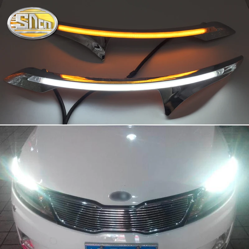 Для Kia K2 РИО 2011 2012 2013, светодиодный головной светильник для бровей дневные ходовые огни светильник LED DRL с желтым сигналом поворота светильник