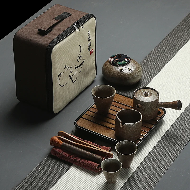 Дорожный чайный набор миниатюрный простой керамический для путешествий и