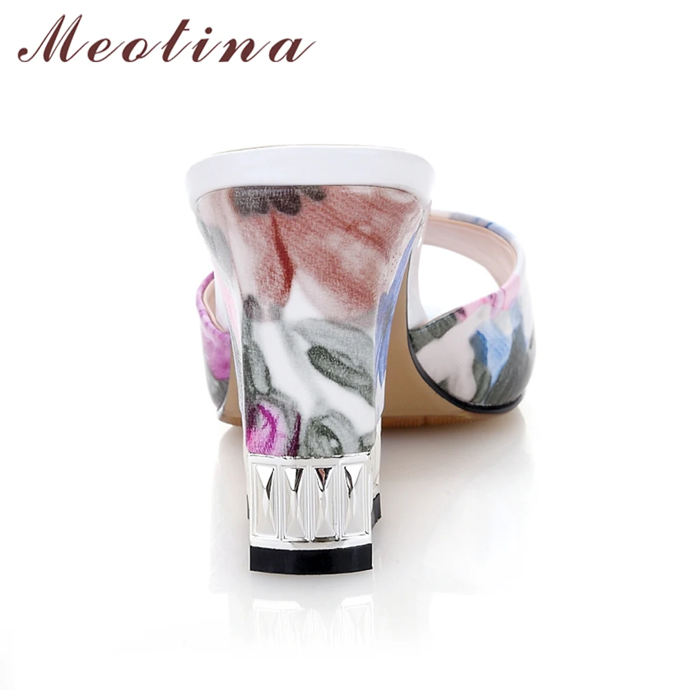 Meotina/женские летние сандалии с квадратным носком повседневные шлепанцы на