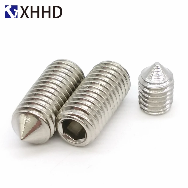 

304 Stainless Steel Hex Socket Head Cap Set Grub Tapered Point Screw Metric Thread Hexagon Headless Machine Bolt M6 M8 M10 M12