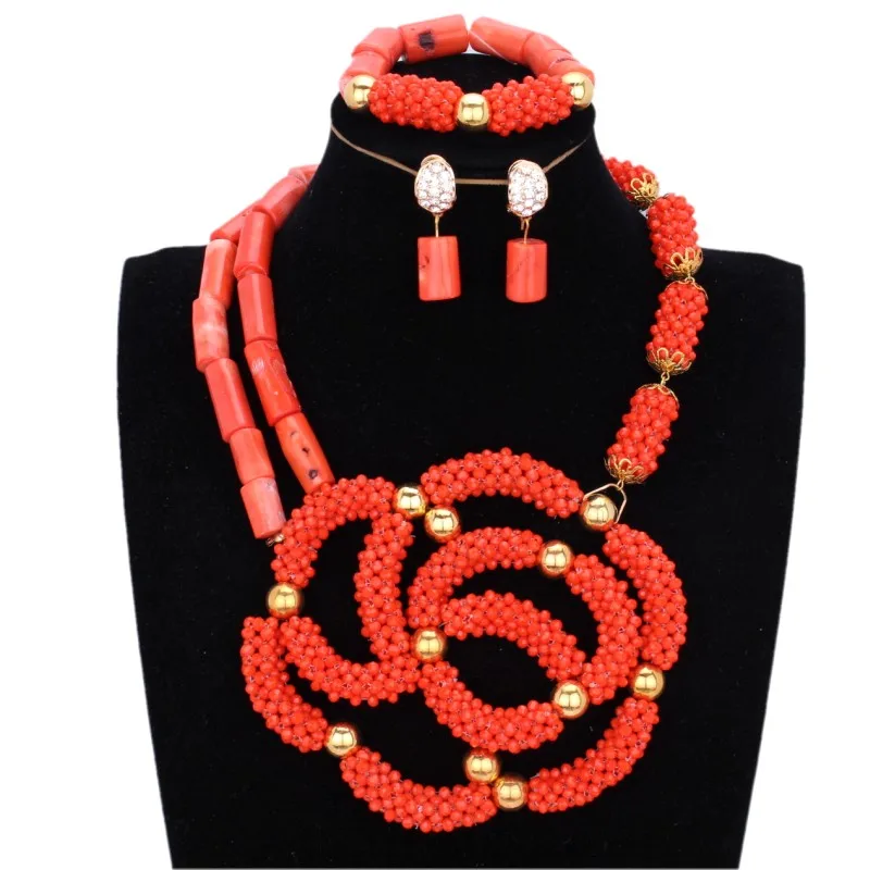 Wedding Bridal Jewelry Set Traditional Bridal Jewelry African Coral Beads Jewelry Set Nigerian Weddings For Women Free Shipping