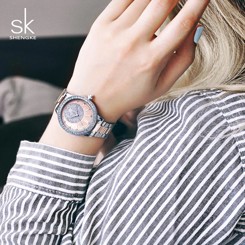 Shengke женские кварцевые часы женский серебряный браслет Relogio Feminino 2019 SK роскошные с