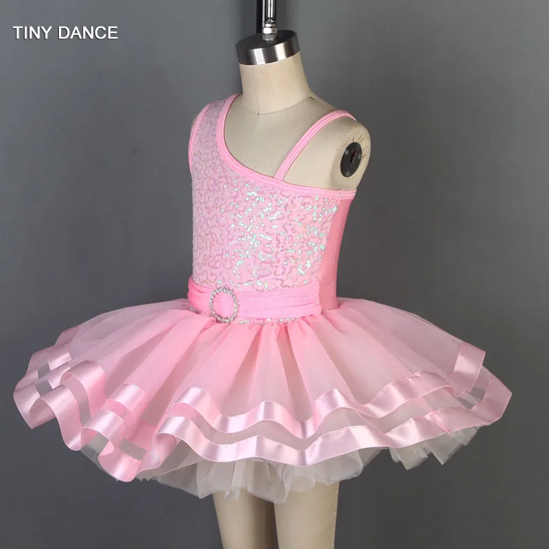 Бледно-розовое балетное платье-пачка с блестками для детей танцевальные костюмы