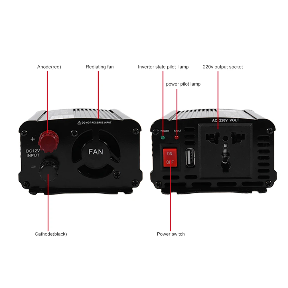 Автомобильный силовой инвертор DC 12V к AC 220 V 240 бытовой преобразователь