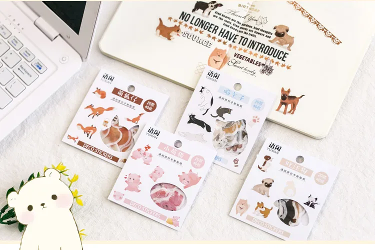 Kawaii, декоративные наклейки для домашних животных, пингвин, кот, свинья, клеящиеся наклейки, сделай сам, украшение, дневник, японские канцелярские наклейки, детский подарок