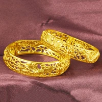 1 pieces phoenix dragon patterned wedding bangle bracelet yellow gold filled classic womens bangle gift