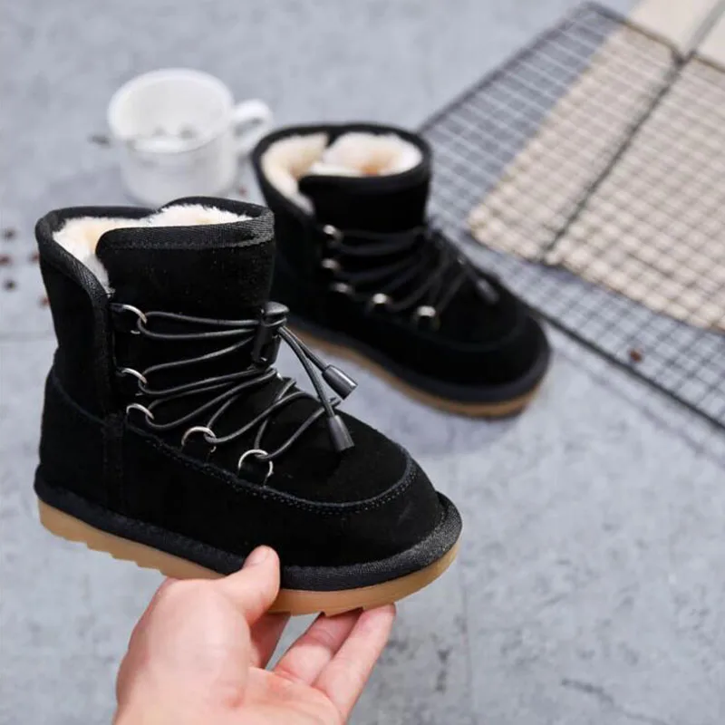 Новинка 2018 года зимние ботинки с густым мехом для мальчиков и девочек