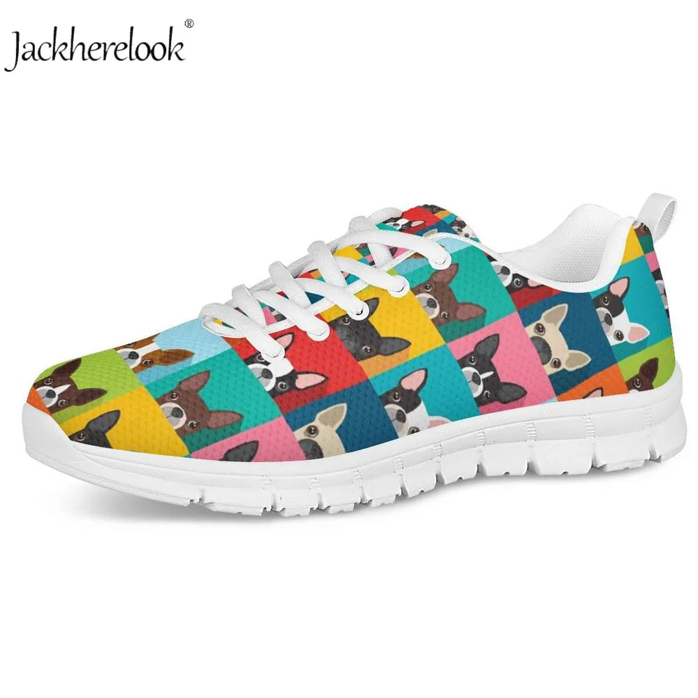 Кроссовки Jackherelook Boston Terrier женские Вулканизированная обувь с милыми собаками