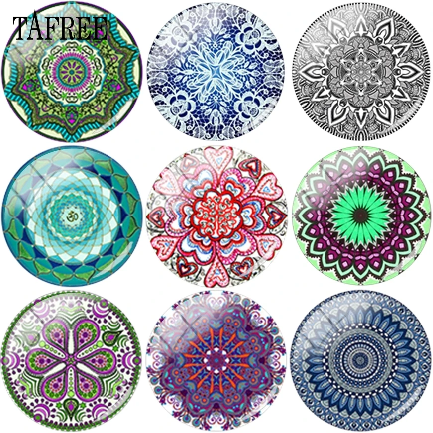 

TAFREE Vintage Style Flowered Picture Glass Cabochon Dome Base Cover Pendants 15mm 16mm 18mm 20mm In Dia Beads DIY Accessories