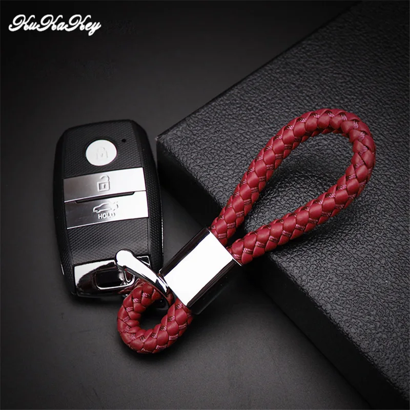 Цветной кожаный автомобильный брелок для ключей плетеный держатель