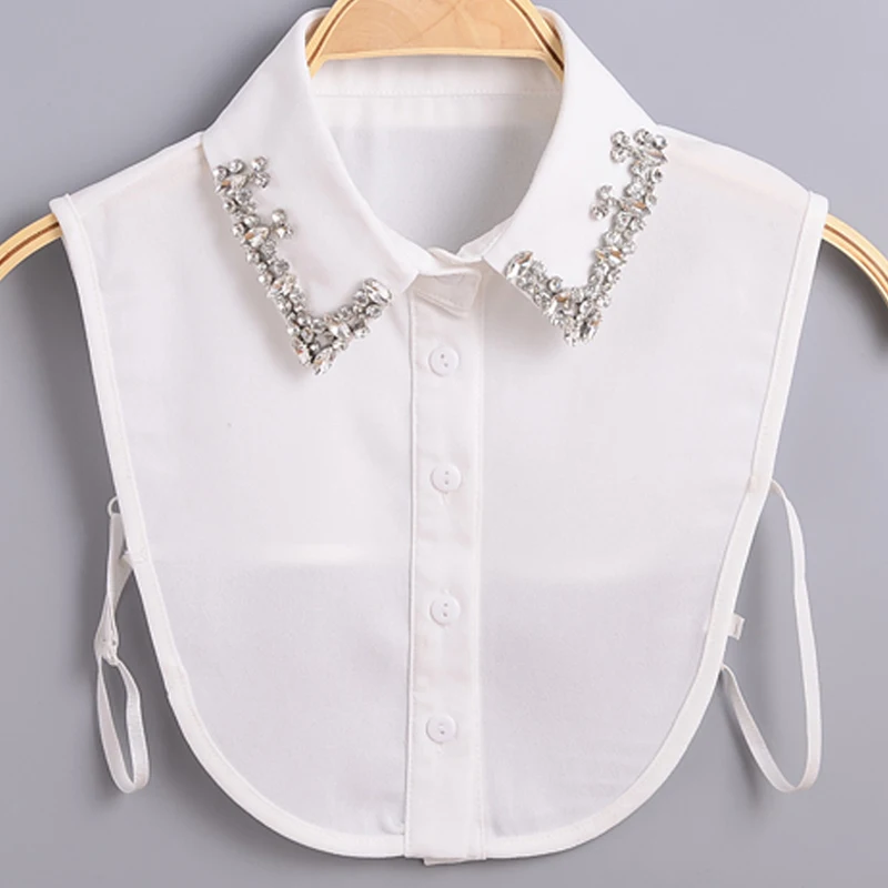 Модный женский вышитый бисером воротник белый/черный шифон декоративные