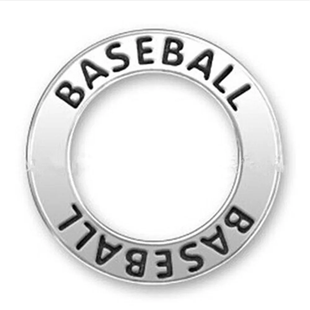 Двухстороннее гравированное кольцо с посланием Love Baseball Ask Believe Receive Charms Words Round Jewelry