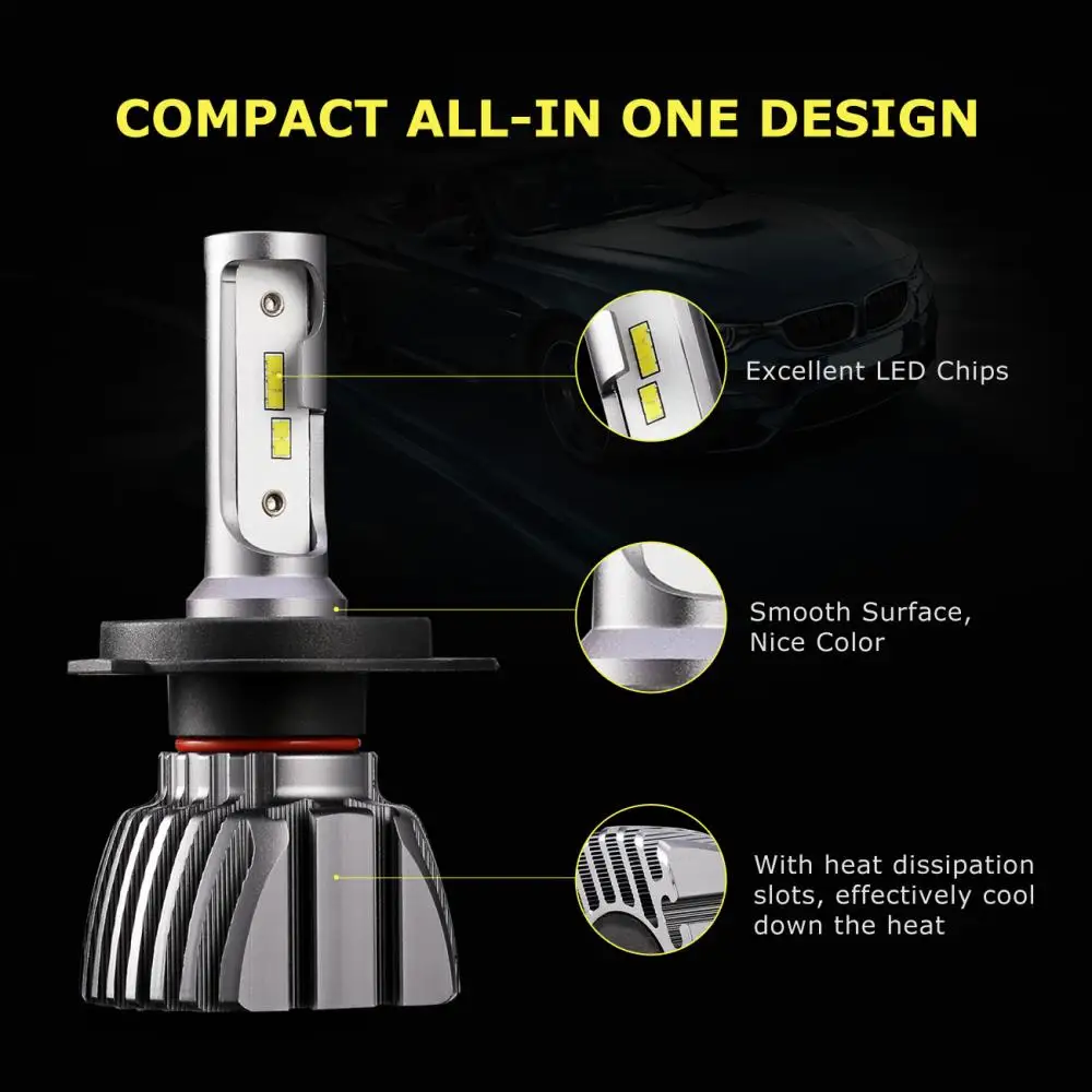 Oslamp H4 Hi-Lo светодиодный светильник для головы автомобиля 50 Вт 8000lm налобный фонарь