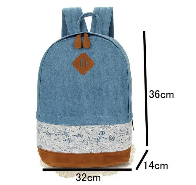 1 piece Floral Lace +Denim Canvas Women Bag Backpack School bag For Teenagers Ladies Girl Back Pack Schoolbag Bagpack Mochila | Багаж и