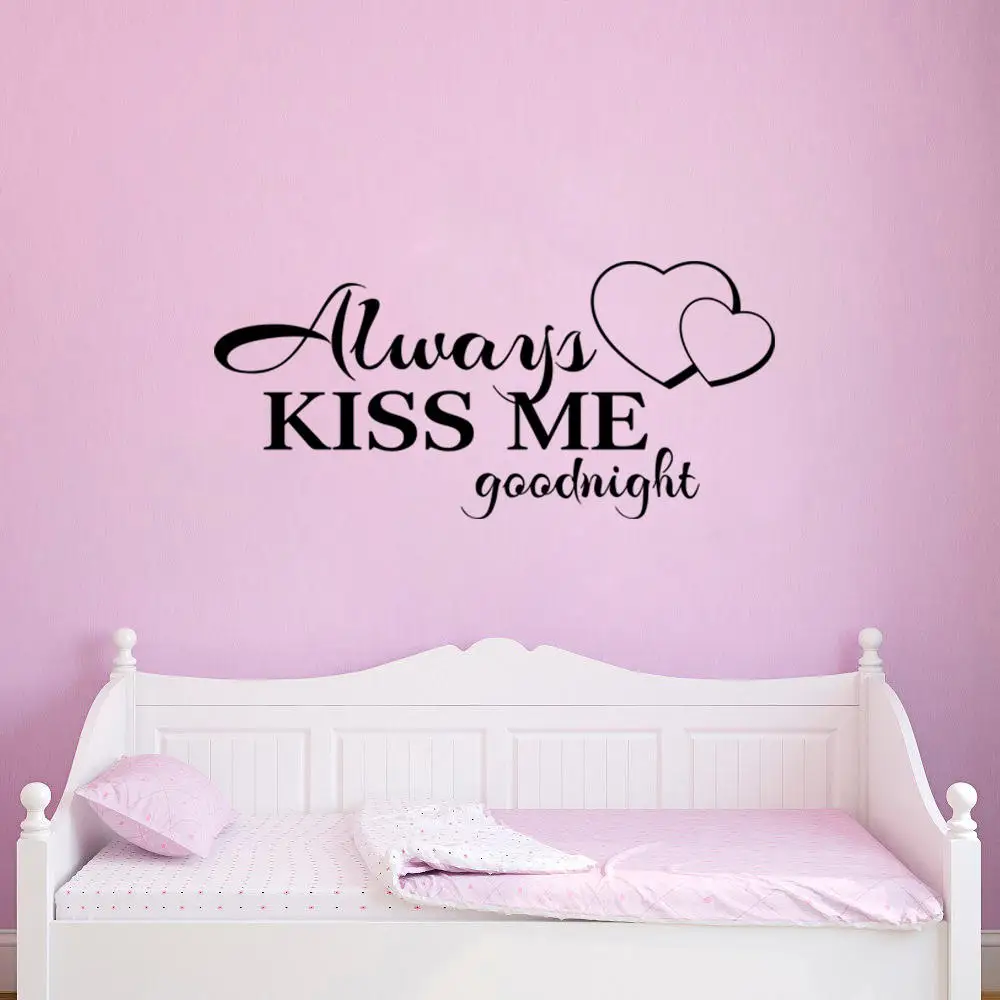 

Всегда kiss me goodnight Цитата наклейки на стену для детских комнат наклейки на дверь Детские Виниловые настенные наклейки Настенная роспись Деко...