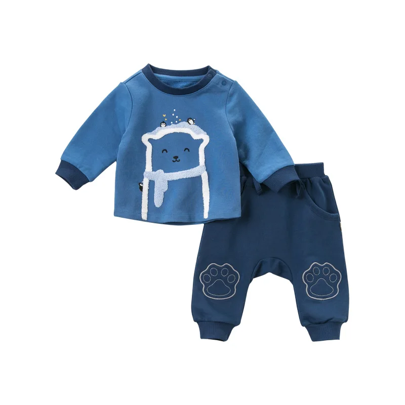sapphire Dave bella/комплекты модной осенней одежды для маленьких мальчиков; комплекты со штанами и длинными рукавами; детская одежда с принтом; DBJ10978 - Цвет: sapphire
