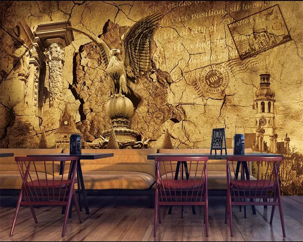 

Beibehang Custom wallpaper European medieval vintage architecture TV background wall living room bedroom decoration 3d wallpaper