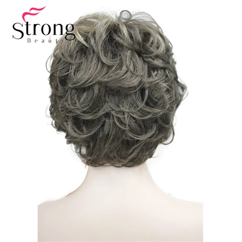 StrongBeauty короткие мягкие взъерошенные кудри парик Рыжий, темно-коричневый полный синтетические парики для женщин