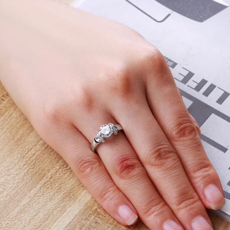 

QYI Solid 925 Silver Rings Four Catch 1.25 ct Simulated diamond Engagement Rings Jewelry Wedding Rings for Women Gift