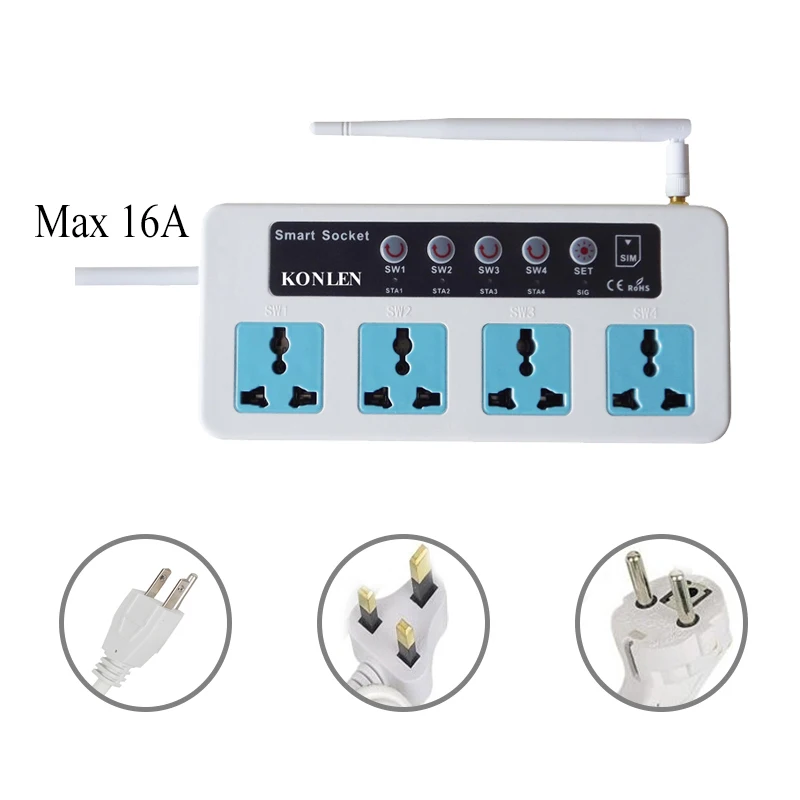 GSM power socket GSM Умный переключатель с 4 разъемами питания, дистанционное управление по SMS, вызов для бытовой техники, вкл. ВЫКЛ - Цвет: GSM power socket