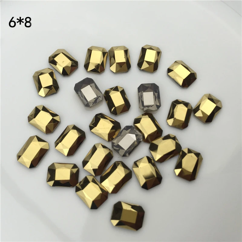 Zziell 20pcs Aurum Nail Art Decorations Stones Crystal Gold Glass Flatback Shape Rhinestones For 3D DIY Design Accessories | Красота и