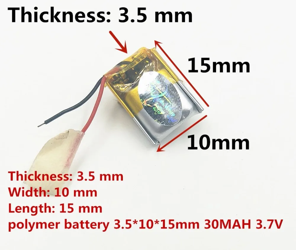 351015 30 мАч 3 7 В 3D очки умные часы Bluetooth гарнитура анти Капельное устройство