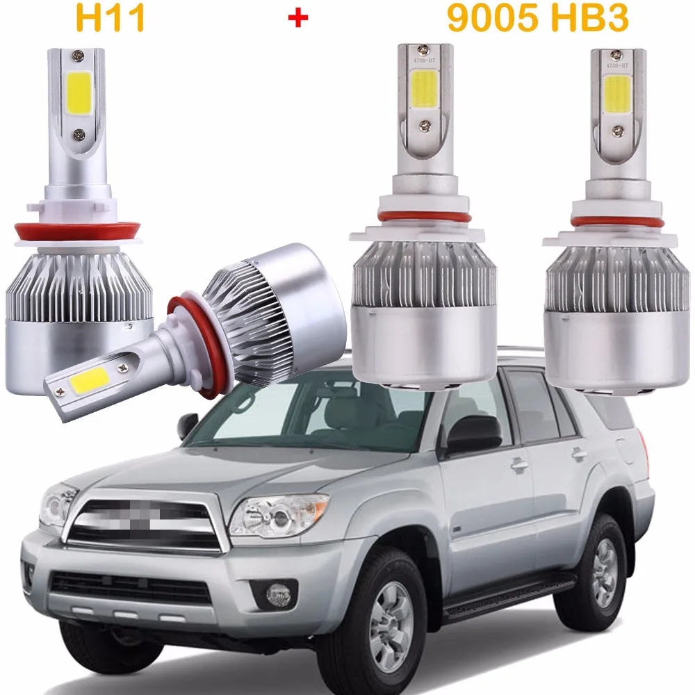 Комплект светодиодных фар Fuleem 4 шт. H11 H8 H9 9005 HB3 дальний/ближний свет 72 Вт 6000K