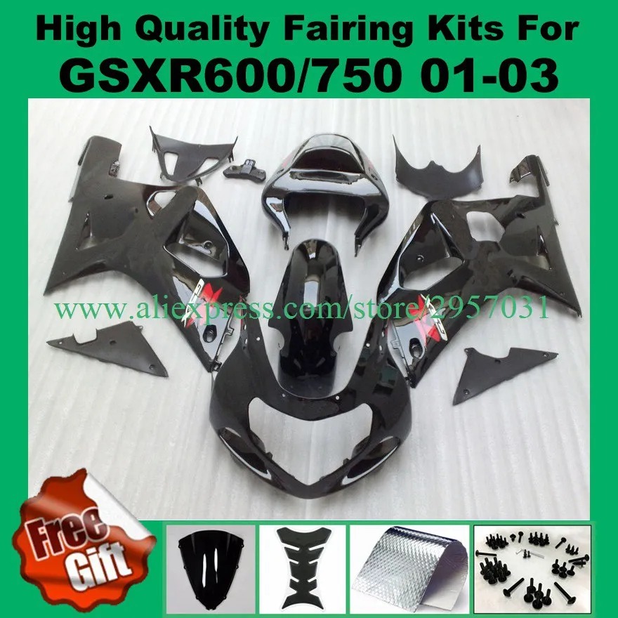 

Injection Fairing kit for GSXR600 GSXR750 01 02 03 K1 K2 K3 SUZUKI GSXR 750 600 2001 2002 2003 black fairings #227-YC 9GIFTS