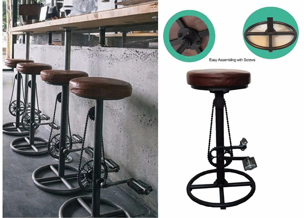 Винтажный DIY барный стул искусственная кожа мягкое сиденье железная педаль Ретро