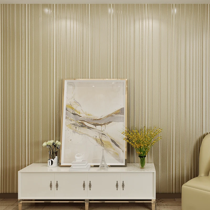 Beibehang простая и современная зеленая полосатая настенная бумага для спальни