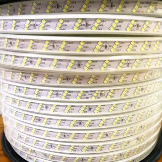 SMD 2835 Светодиодная лента 220V 276 светодиодный s/mThree ряд водонепроницаемая лента веревка 50 см можно резать теплый белый свет украшения супер яркий