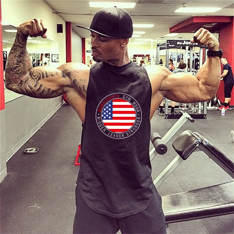 Брендовая жилетка для бега и спортзала бриджи майка мужская хлопковая Лоскутная