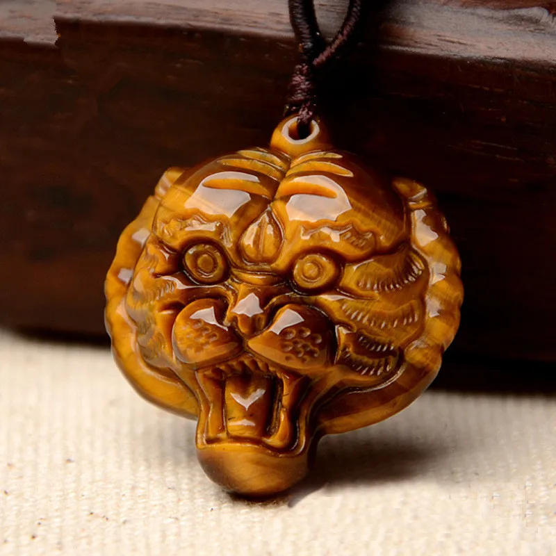 Кулон с натуральным тигровым глазом и головой | Украшения аксессуары