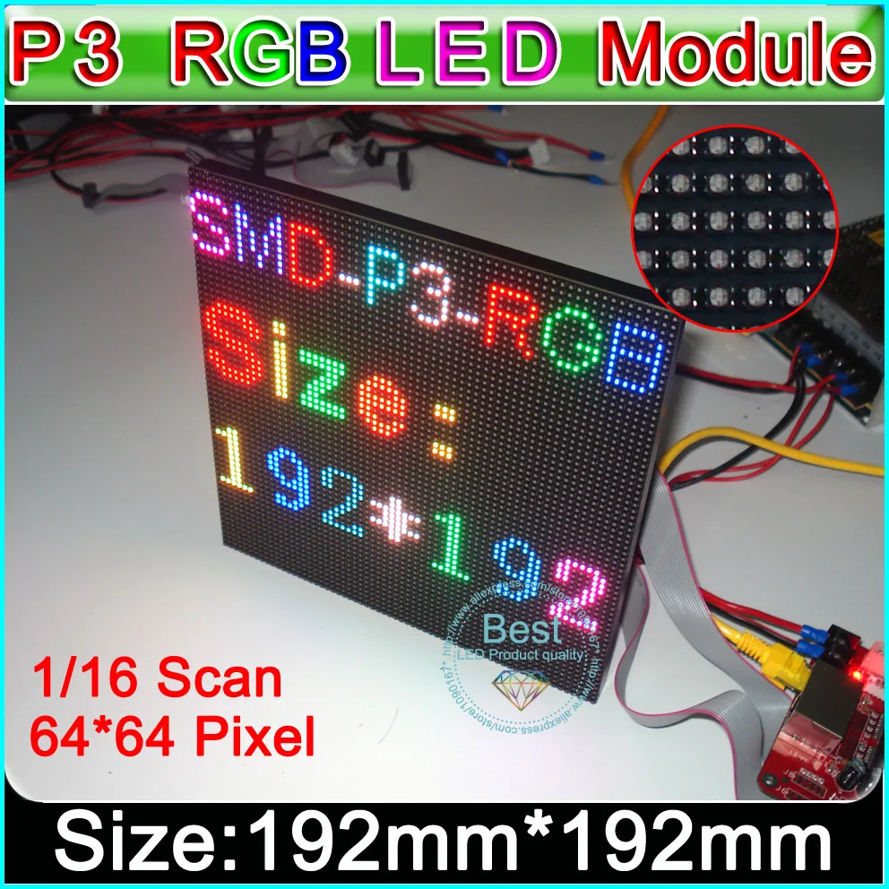 P3 внутренний SMD RGB светодиодный модуль дисплея 192 мм x 64*64 пикселей p3 rgb ная панель