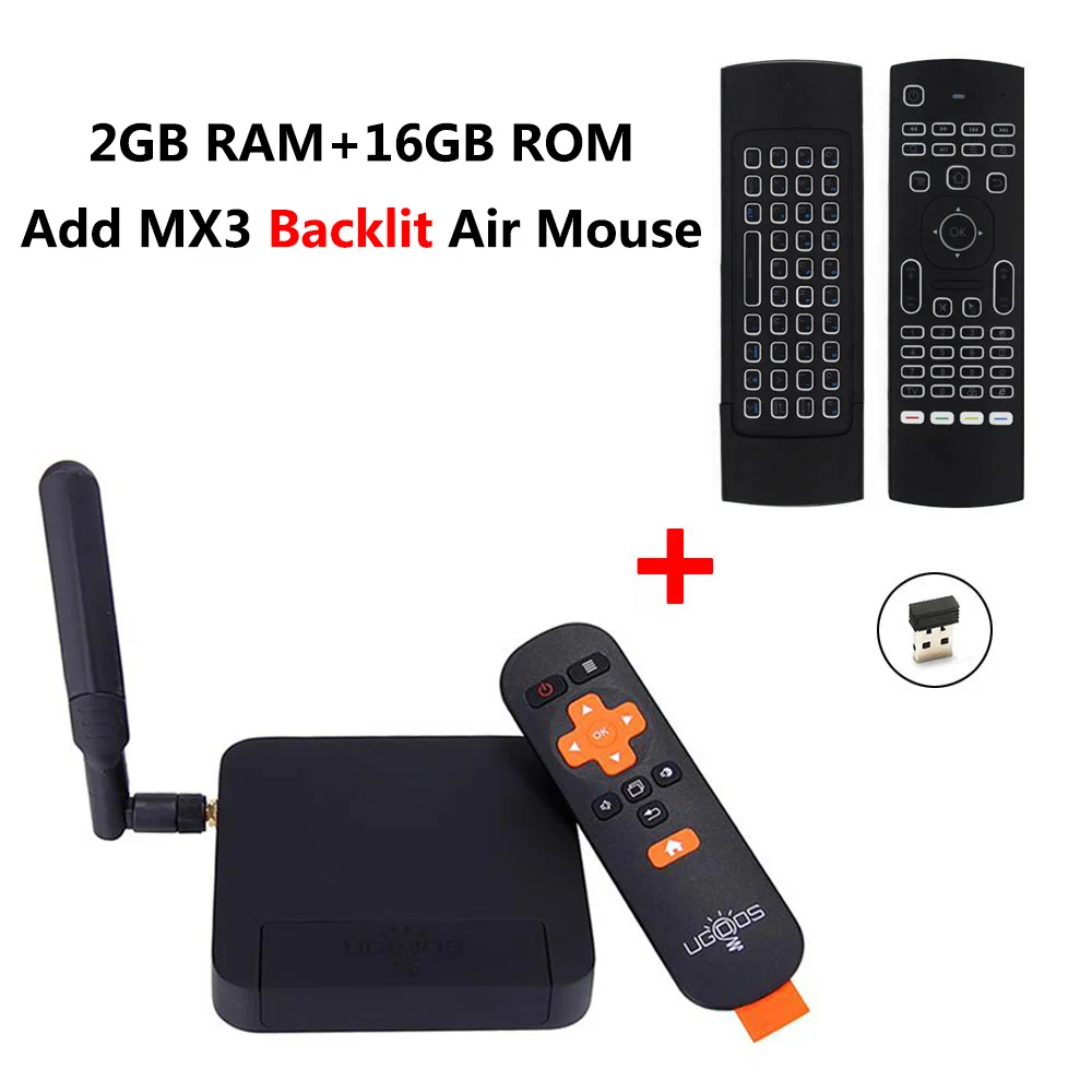 UT3S add MX3-L UGOOS UT3S Android tv Box 2 Гб ОЗУ 16 Гб ПЗУ RK3288 четырехъядерный смарт-приставка 5G WiFi 1000M LAN Bluetooth 4,0 4K HD медиаплеер - Цвет: UT3S add MX3-L